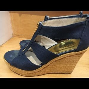 Michael Kors Blue wedge sandal with zipper